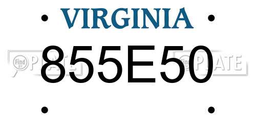 855E50 Virginia License Plate