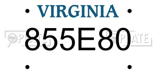 855E80 Virginia License Plate