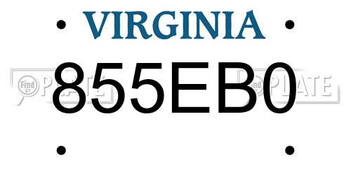 855EB0 Virginia License Plate