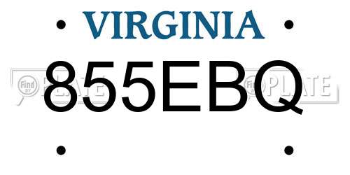 855EBQ Virginia License Plate