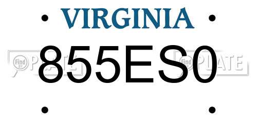 855ES0 Virginia License Plate
