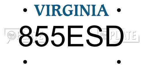 855ESD Virginia License Plate