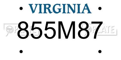 855M87 Virginia License Plate