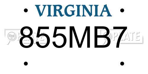 855MB7 Virginia License Plate