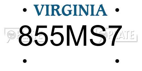 855MS7 Virginia License Plate