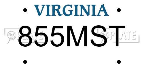 855MST Virginia License Plate