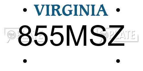855MSZ Virginia License Plate