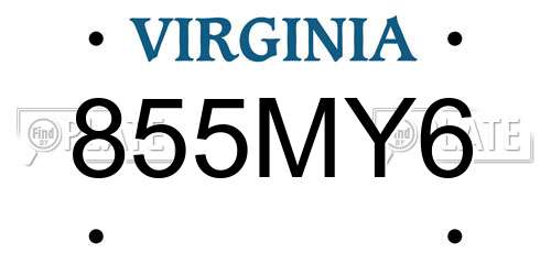 855MY6 Virginia License Plate