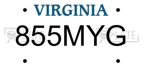 855MYG Virginia License Plate