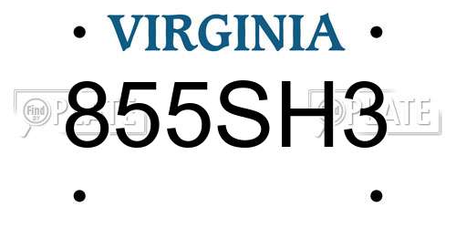 855SH3 Virginia License Plate