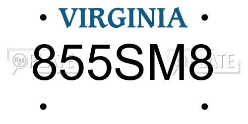 855SM8 Virginia License Plate