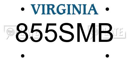 855SMB Virginia License Plate