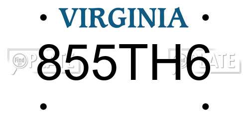 855TH6 Virginia License Plate