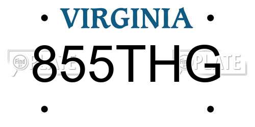 855THG Virginia License Plate