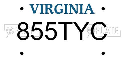 855TYC Virginia License Plate