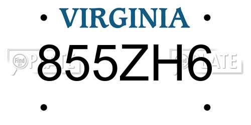 855ZH6 Virginia License Plate