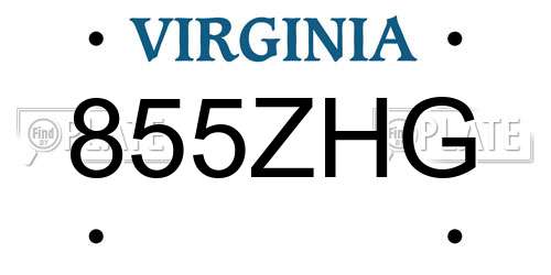 855ZHG Virginia License Plate