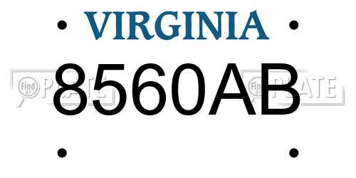 8560AB Virginia License Plate