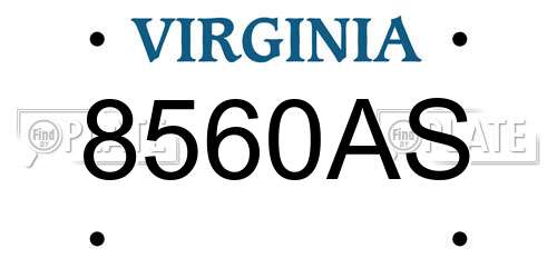 8560AS Virginia License Plate