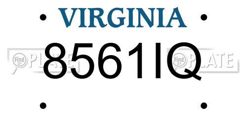 8561IQ Virginia License Plate