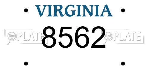8562 Virginia License Plate