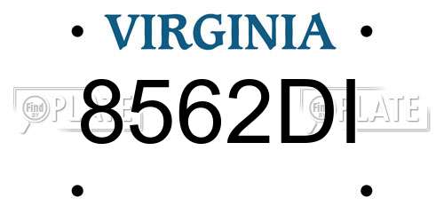 8562DI Virginia License Plate