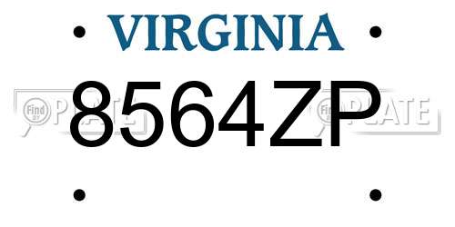 8564ZP Virginia License Plate