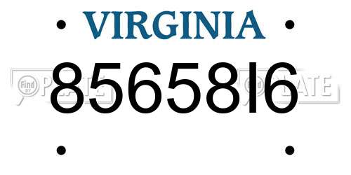 85658I6 Virginia License Plate