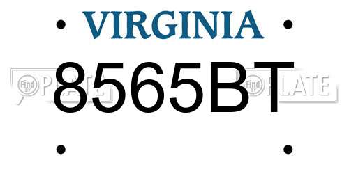 8565BT Virginia License Plate