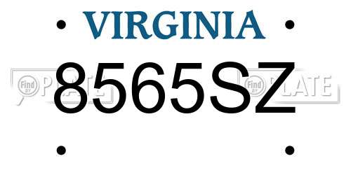8565SZ Virginia License Plate