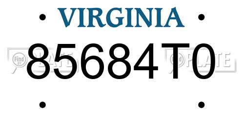 85684T0 Virginia License Plate