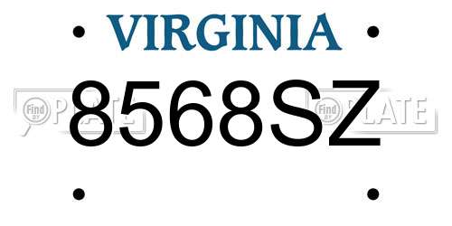 8568SZ Virginia License Plate