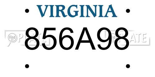 856A98 Virginia License Plate