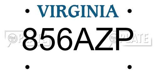 856AZP Virginia License Plate