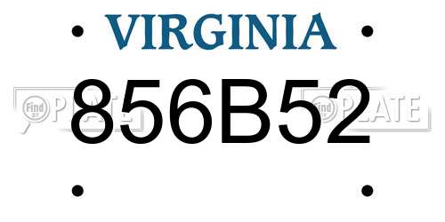 856B52 Virginia License Plate