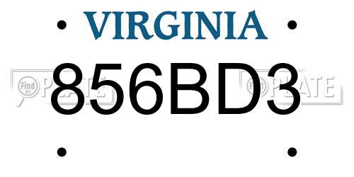 856BD3 Virginia License Plate