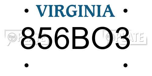 856BO3 Virginia License Plate