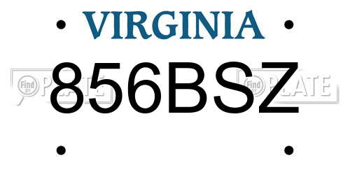 856BSZ Virginia License Plate