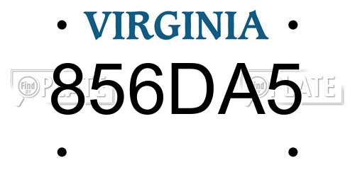 856DA5 Virginia License Plate