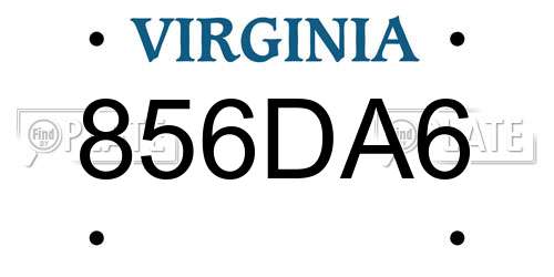 856DA6 Virginia License Plate