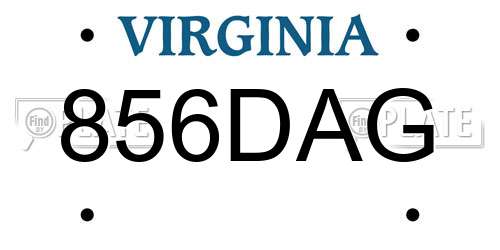 856DAG Virginia License Plate