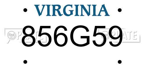 856G59 Virginia License Plate