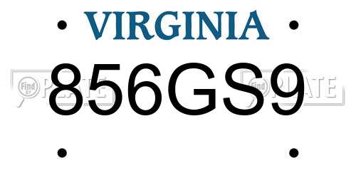 856GS9 Virginia License Plate