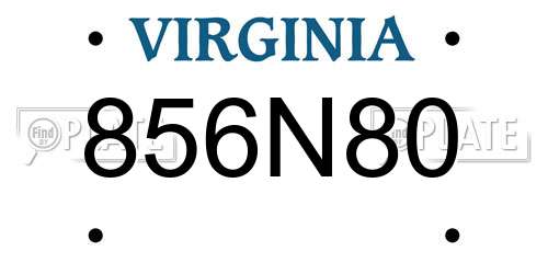 856N80 Virginia License Plate