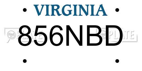 856NBD Virginia License Plate