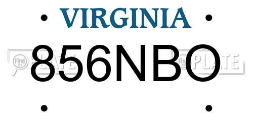 856NBO Virginia License Plate
