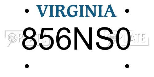 856NS0 Virginia License Plate