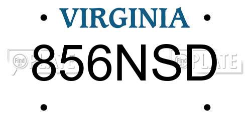 856NSD Virginia License Plate