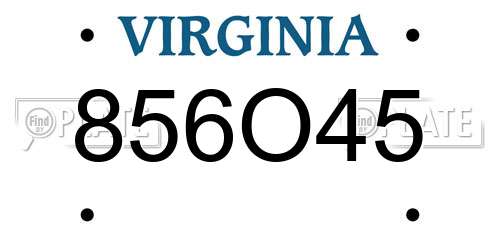 856O45 Virginia License Plate