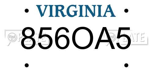856OA5 Virginia License Plate